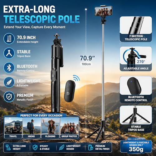 Image of S15 Selfie Stick Tripod 360 Rotation, Extendable Upto 62 inch Tripod Stand for Phone /Action Camera /DSLR Camera, Photoshoot Perfect for Vlogging