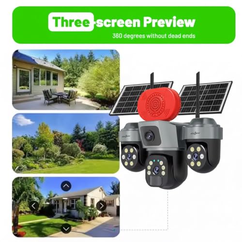 Image of Active Pixel 4Mp Solar 4g Sim Supported with 3 Camera Security System | PTZ 360 + Dual Side Cameras | Motion Detection | Night Vision | Remote Monitoring | Waterproof Outdoor Solar CCTV Light