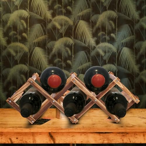 Casier à vin pliable bois anti-encombrement range-bouteille robuste - 6