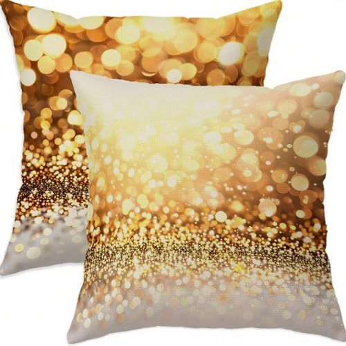 Housse coussin 60x60cm doré lin blanc imperméable canapé balcon - 2