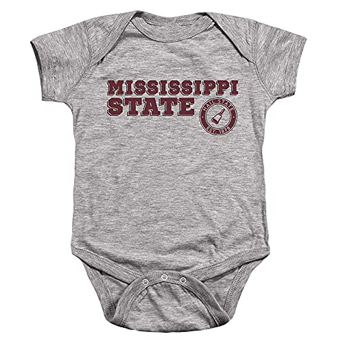 Mississippi State Bulldogs Official Block Text Unisex Infant Snap Suit for Baby,Athletic Heather, 12 Months