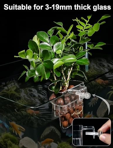 Image of 2 Pack Clear Aquarium Plant Holder Top Hanging Fish Tank Plant Holders Fits up to 0.8in Tank Edges, Aquarium Decor
