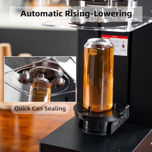Image of Commercial Soda Can Sealer, Fully Automatic Can Sealing Machine, 2.17in 55MM Can Sealer Machine for Aluminum & Plastic Cans Touch Screen Operation, No Need Cup Mat, Auto-Detect Height