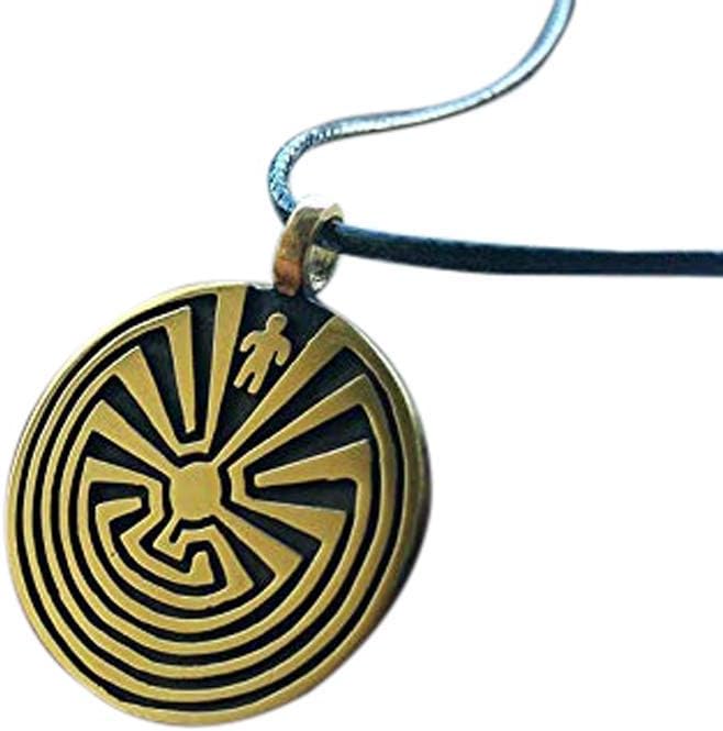 Baldur Jewelry - Labyrinth Man In The Maze Mystery Pendant Necklace Amulet Charm - Native American Maze Necklace Spirit Jewelry for Men Women - Mayan Inca Aztec Butterfly Necklace Pendant