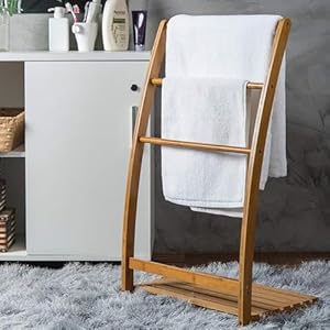 Standing Towel Rack 3 Tier Towel Rack Quilt Rack StandFree Standing Beach Towel Holder Towel Rack Stand Drying Rack with Bottom Storage Shelf for Living Room Bedroom
