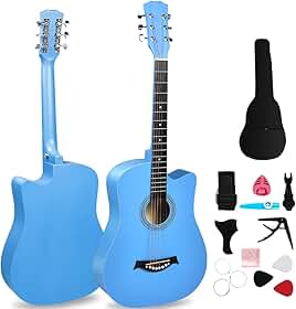 Violao Acustico (Blue)Violao Acustico, Violão para Iniciantes, Violão Folk, Violão Iniciante, Violão Acústico de 38 Polegadas
