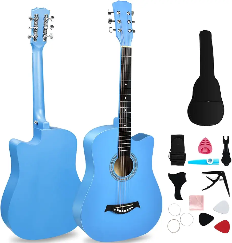 Violao Acustico (Blue)Violao Acustico, Violão para Iniciantes, Violão Folk, Violão Iniciante, Violão Acústico de 38 Polegadas