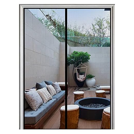 Homearda Magnetic Screen Door Fiberglass-New Upgraded Magnets& Strengthen Top Never Ripped-Durable Fiberglass Mesh Curtain with Weights in Bottom-Full Frame Magic Seal. Fits Door Up to 34x82 inch