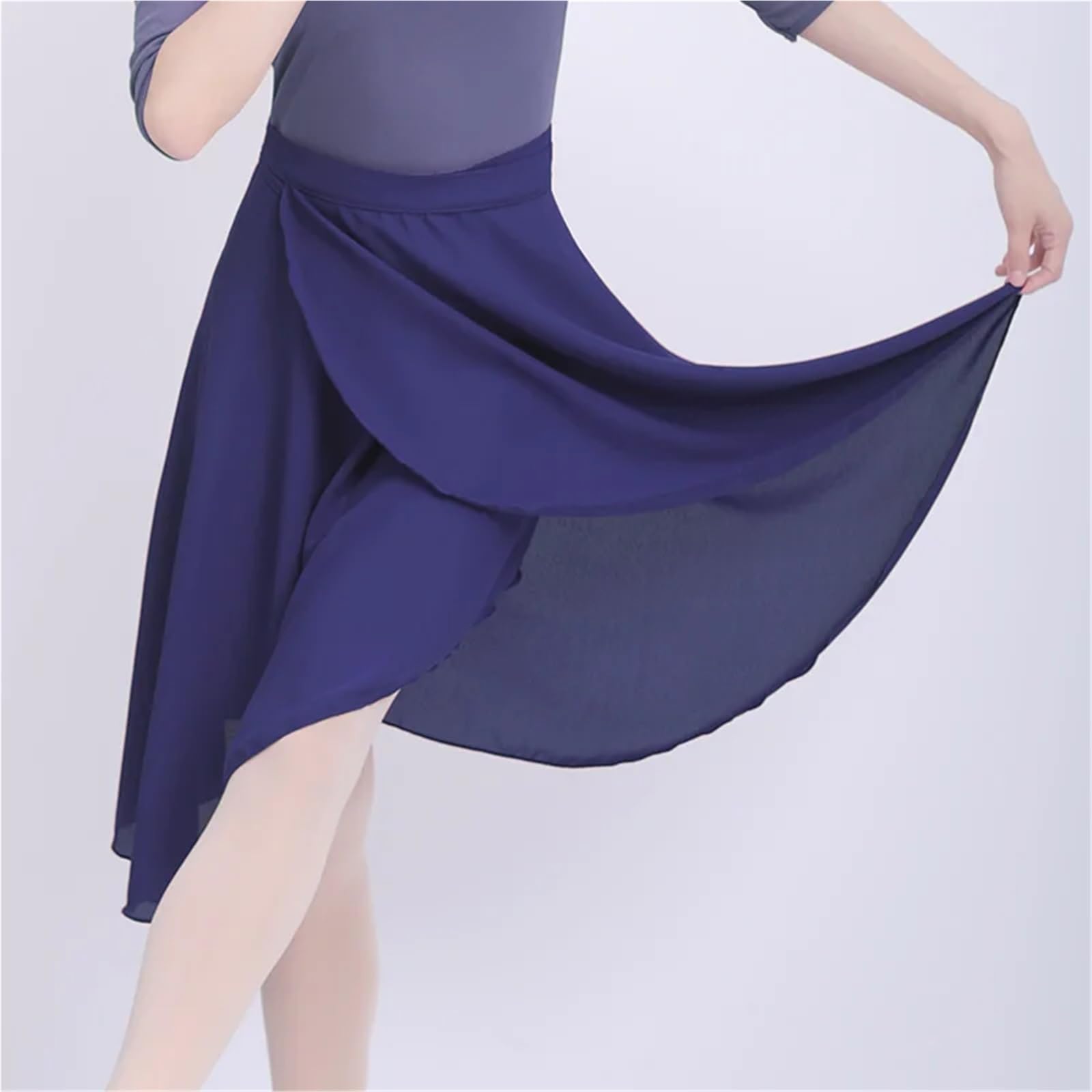 Ballett-Wickelrock FüR MäDchen Damen Ballettröcke Langer Wickelrock aus Chiffon Balletttanzkleid Tüllröcke Polyester Schnürrock Tanzkostüme for Erwachsene Zum Tanzen(Light Blue)