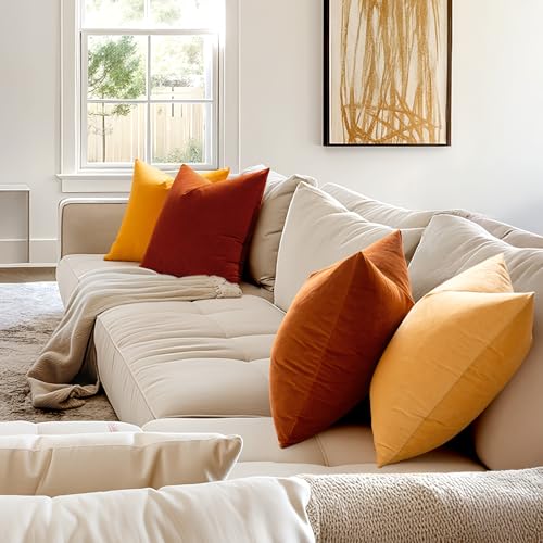Image of MIULEE Velvet Throw Pillow Covers 12x12 Inch, Pack of 2 - Burnt Orange, Soft Solid Small Decorative Pillow Covers Modern Luxury Home Decor for Couch Chair Sofa Bedroom Livingroom Car