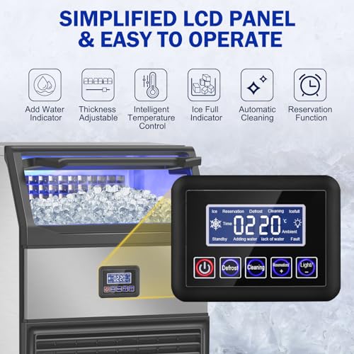 Image of Commercial Ice Maker Machine, 350Lbs /24H with 75Lbs Storage Bin, 108Pcs Ice Cubes 8Mins, Freestanding Large Ice Machine with Water Filter and Ice Scoop for Home Bar Office Restaurant
