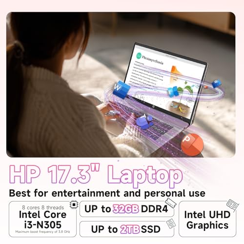HP 2025 Laptop 17.3" FHD Intel 8-Core Windows 11 Pro miniatura 3
