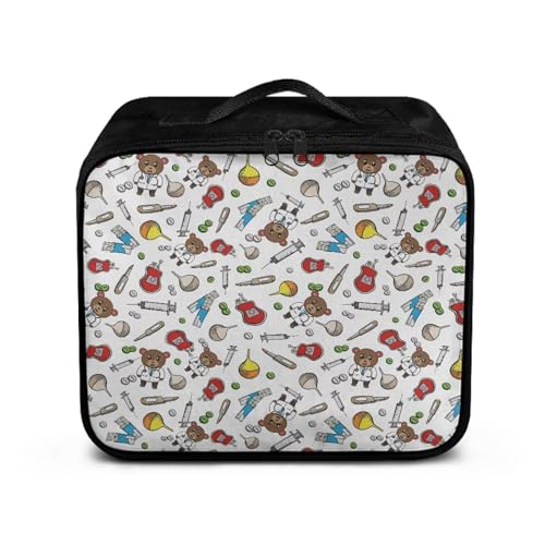 Image of Gomyblomy Cute First Aid Kit Empty for Home Travel Medicine Bag Bear Doctor Print Emergency Trauma Bag Portable Medical Supplies Storage Pouch for Home Office Cars School
