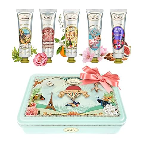 Un Air d'Antan French Nails & Hand Cream Gift Set 5 Pc Lotion Gift Set for Women - Lotion Sets For Women Gift: Hand Cream Set With Shea Butter - Almond, Verbena, Floral, Rose, Almond, Cherry Blossom Cover