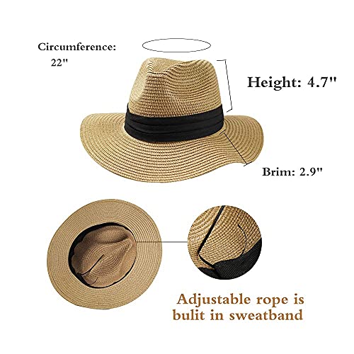Girls Floppy Beach-Hat Wide-Brim - Summer Travel Straw-Sun-Hat for Kids 5 to 19 Years (21.26" for 5-9T; 22.05" for 9-19T)4