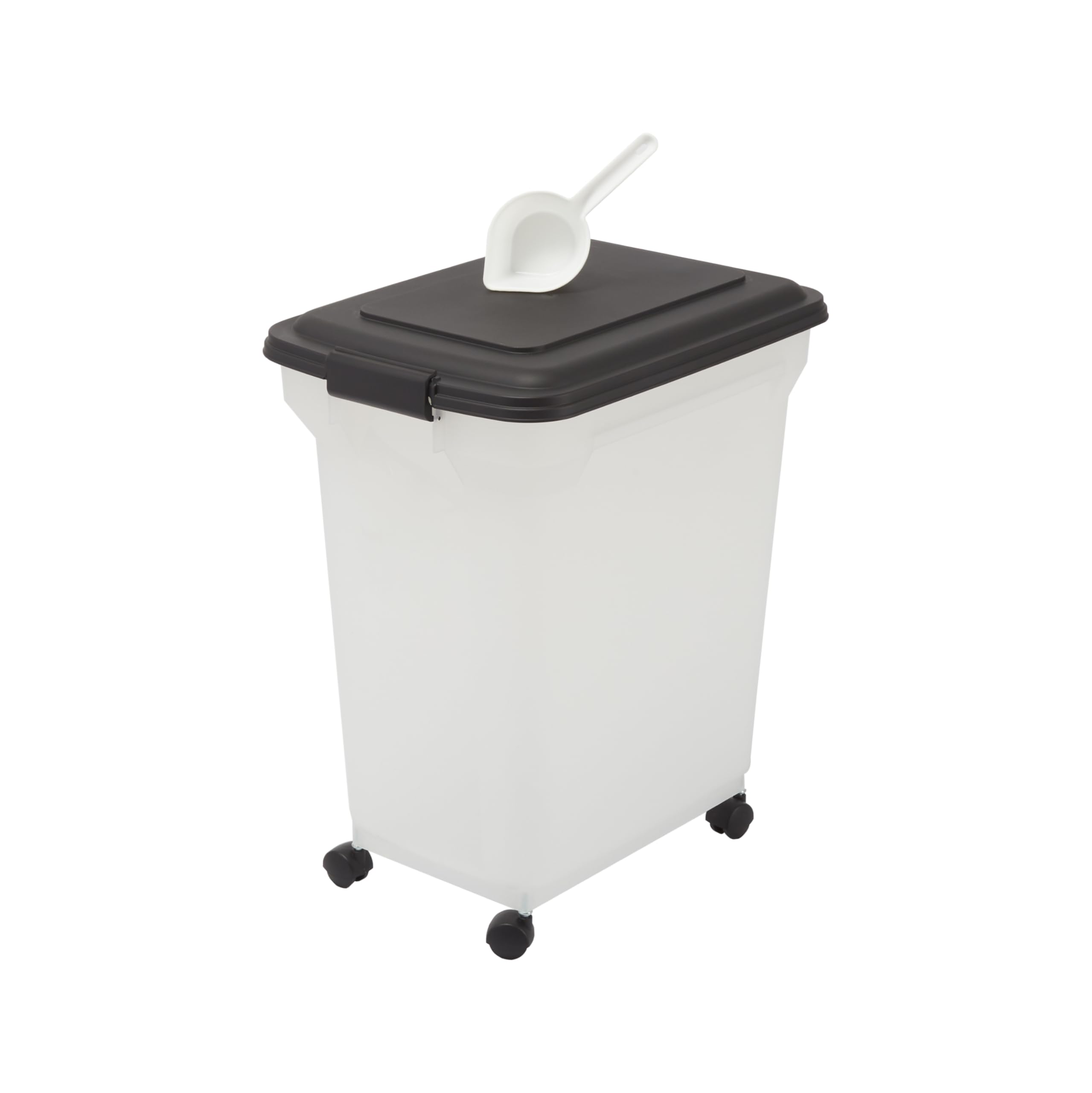 Iris Ohyama, Contenitore per Crocchette, 45L/15kg, Nero, Ermetici, Contenitore per Alimenti in Plastica con Coperchio, con Ruote, Per Cibo per Gatti, Cani, Cibo secco, Dolci, Scatola, ATS-L