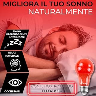 DM TECH Luce Notturna Rossa Melatonina E27 - Lampadina + Luce Rossa