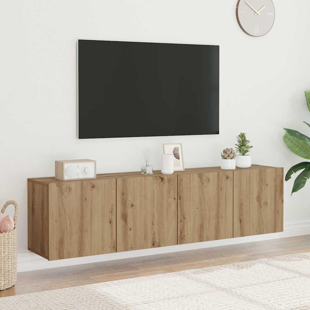 vidaXL Muebles de TV de Pared 2 Unidades Roble artisian 80x30x41 cm, Soporte para TV, Armario Consola de TV, Muebles de Dormitorio, Mueble Multimedia