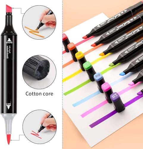 Image of 120Colors Art Markers Sketch Pen Dual Tip Artist Art Marker Vibrant Colors Set For Kids Adult Coloring Sketching Drawing Painting,Twin Head Permanent With Carry Case(120),Multicolour