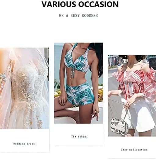 Vista 6 de Dopheuor Push Up Plunge Strapless Sticky Adhesive Bra Deep U-Shaped Invisible Backless Bra for Women Beige