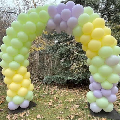 Image of Regular Balloon Combo For Decoration with Glue Dots & Balloon Arch Strip - Party Decor Set For Easy Party Setup (PURPLE GREEN YELLOW, 100)