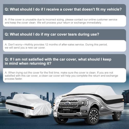 Image of 10 Layers Truck Cover Waterproof All Weather Custom Fit Ford Ranger(2019-2026) Super /Crew Cab Short Bed, Outdoor Full Exterior Pickup Car Cover Sun Rain Snow Ice Protection. Sliver