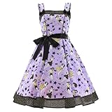 Allover-Print Hell Bunny Kleid Dixie Dress (S, Violett)