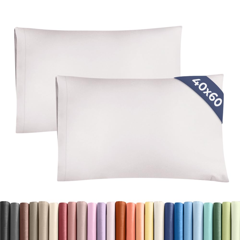 Kissenbezüge 40x60 cm Hellgrau im 2er-Pack - Weiche Kopfkissenbezüge aus Mikrofaser - Atmungsaktive, pflegeleichte und knitterfreie Kissenhüllen - Maschinenwaschbar mit Hotelverschluss - Oeko-TEX