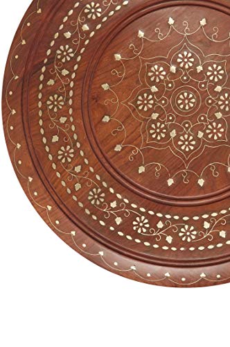 Marokkanischer Tisch Beistelltisch aus Holz Caglanur Braun ø 45cm groß rund | Orientalischer runder Hocker Blumenhocker… – Bild 6