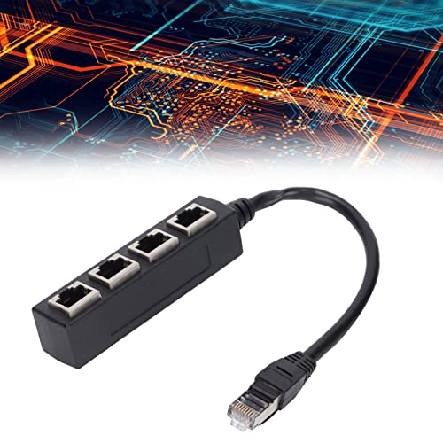 Ethernet Splitter, 1 to 4 Port Ethernet Cable Splitter Internet Splitter with Smooth for Network Cable Adapter Network Cable Adapter 1 to 4 Port Cable Adapter