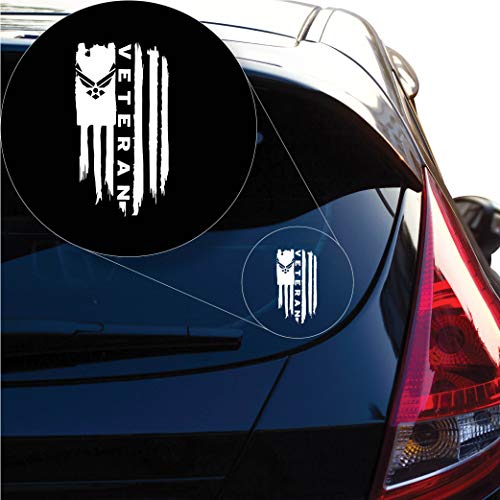 Yoonek Graphics Air Force Veteran Distressed American Flag Decal Sticker for Car Window, Laptop and More. # 1260 (6