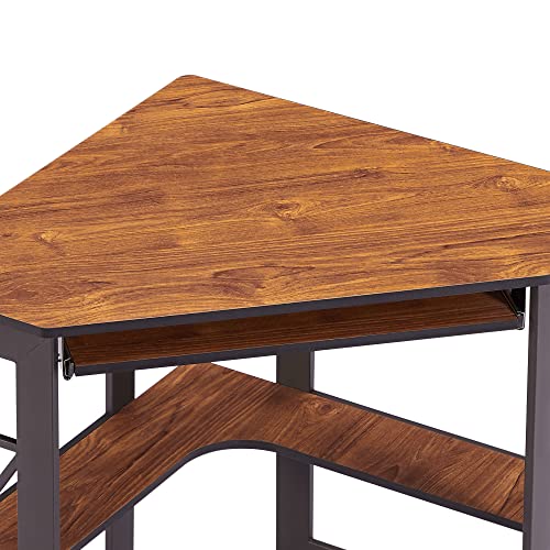 Vecelo CD03 Corner Computer Desk Writing Smooth Keyboard Tray & Storage Shelves,Compact Home Office Triangle Table thumb #6