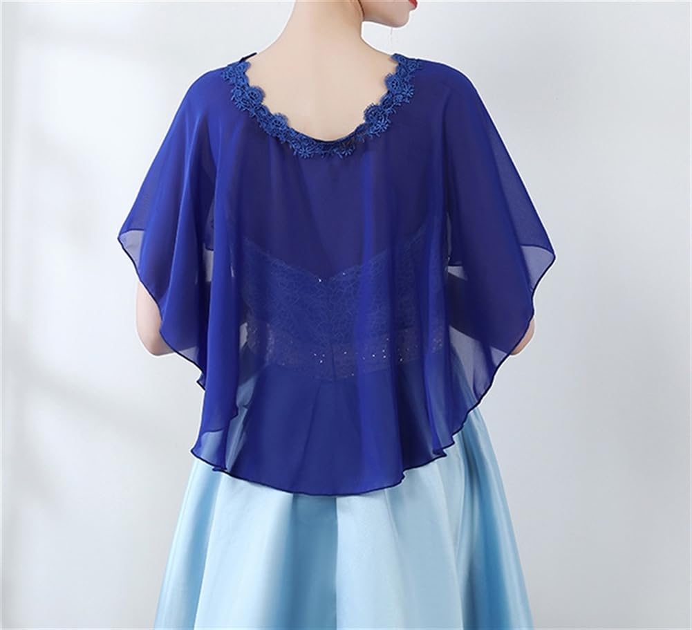 Damen Schal Elegant Chiffon Stola Lace Boleros für Abendkleid Hochzeit Braut Brautjungfern Cape