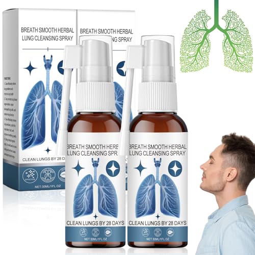 Herbal Lung Spray Lungenreinigungsspray Herbal Lung Cleansing S pray Lungenreinigung Spray für Den Täglichen Gebrauch Geeignet Erleichterung der Atmung Linderung Körperlicher Müdigkeit (2 PCS)