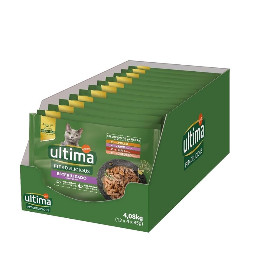 Ultima Cibo Umido Per Gatti Con Varietà Di Carni - 4 X 85Gr X 12 (4,08 Kg) - 4080 g