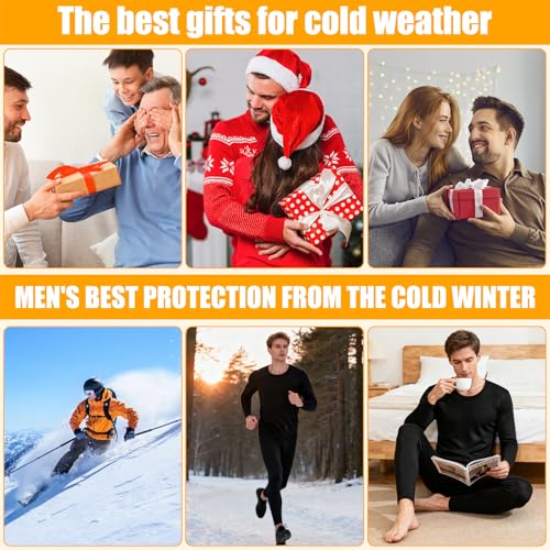 طقم ملابس داخلية حرارية للرجال (اسود، XXXL)