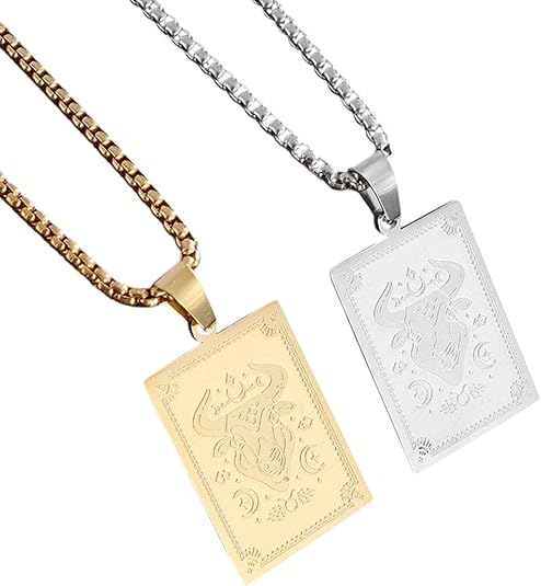 New For Trendy 2025 Stainless Steel 12 Constellations Taurus Necklace Tarot Card Ox Pendant Men And Women Trendy Jewelry Fashion Accessories Creative Gift