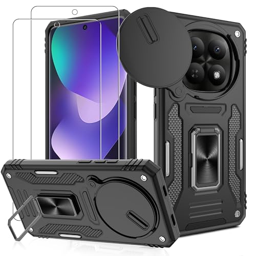Jshru Hülle für Xiaomi Redmi Note 15 5G Handyhülle Slide Kameraschutz Militärstandard Stoßfest Schutzhülle mit 2 Stück Schutzfolie 360 Metallhalterung Fallfest Case für Redmi Note 15 5G Schwarz