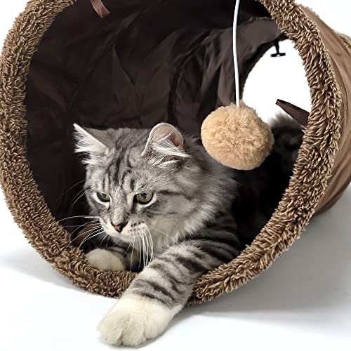 Heykitten Collapsible 12" X 50" Crinkle Cat Play Tunnel, Hide-And-Seek Pet Toys For Indoor Kittens, Puppies & Bunnies, Large, Brown #TOP7