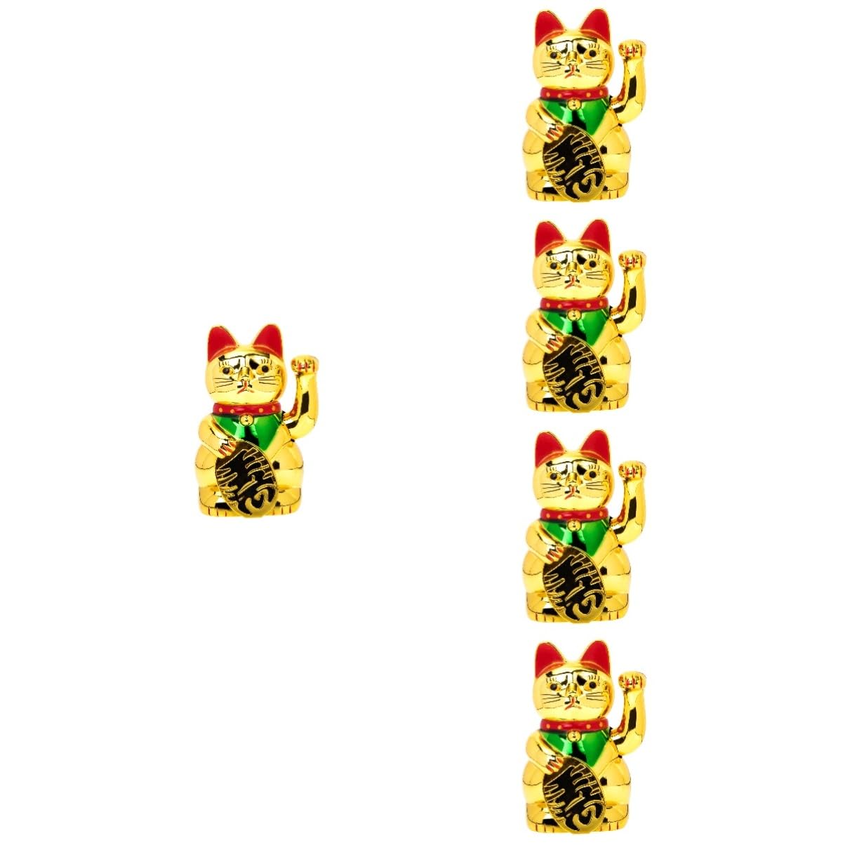 PRETYZOOM 5St Glückskatze Dekoration Maneki Thekendekor goldene Verzierungen Mini- für den einzug buisiness Winkende Handpfote nach Oben Katze Haushalts-Desktop- Plastik