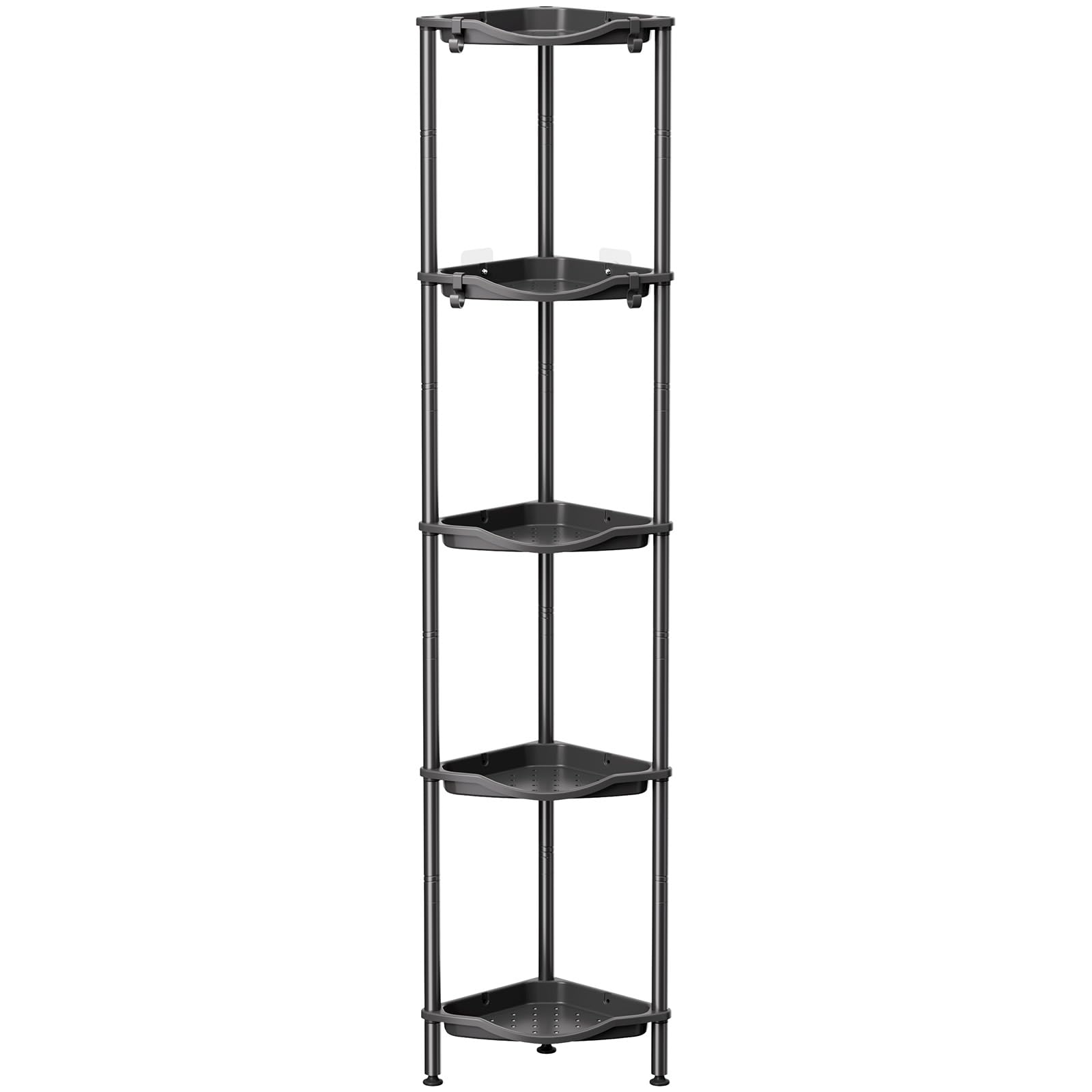 Mensola Doccia Senza Fori TGNISI – Set 5 Pezzi, Portasapone E Ripiani, Adesivi Resistenti, 20kg Di Portata, Nero - 4