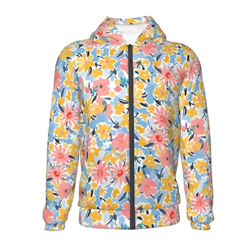 Watercolor Wildflowers Kids Pullover Hoodies Boys Zip Up Sweatshirts Girls Athletic Clothes with Pocket2