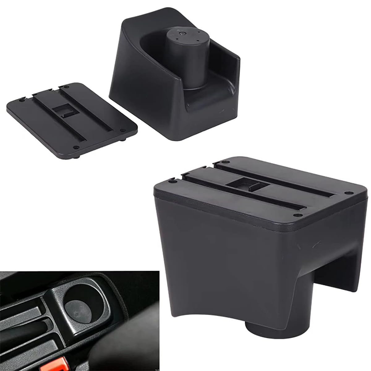 ZENVI Braccioli Compatible with Volkswagen VW Polo Braccioli 2010-2018 Console Centrale Organizer Immagazzinaggio Scatola Utilizzabile Per Autisti Supporto Gomito(Stile Fibra Carbonio)