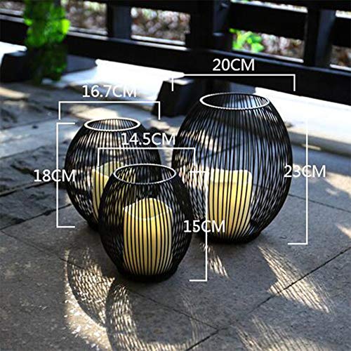 Queta Set van 3 kandelaars ovale kandelaars staafkaars metalen decoratieve kandelaar staafkaars metalen decoratieve kandelaar, verjaardag, Kerstmis (zwart) - Image 5