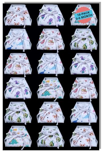 Image of Kids Need Premium langots for new born 0-6 months (18 Pack) Super Soft Double Layered nappy Breathable cotton cloth nappies for new born baby essentials | NP3