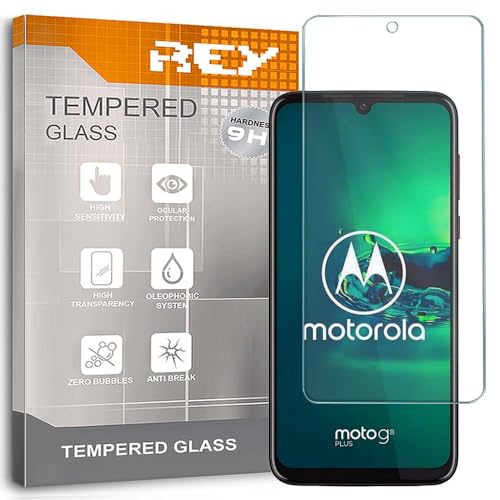 REY 2X Protector Pantalla para Motorola Moto G8 Plus, Cristal Vidrio Templado Premium