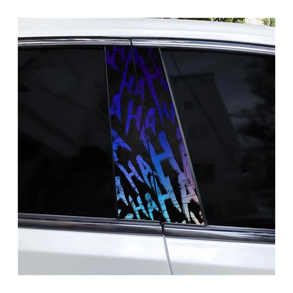 Decorative Items 2pcs Hahaha Car B Pillar Decal Car Door Post Decorative Stickers Fun and Funny(C)