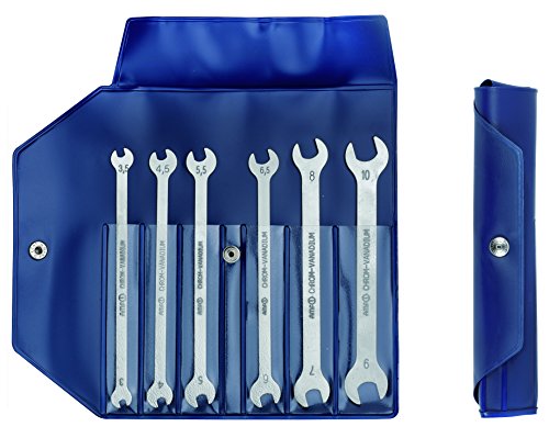 AMF 714T-6D-51524 Juego de llaves de dos bocas, ejecución delgada, gris y azul