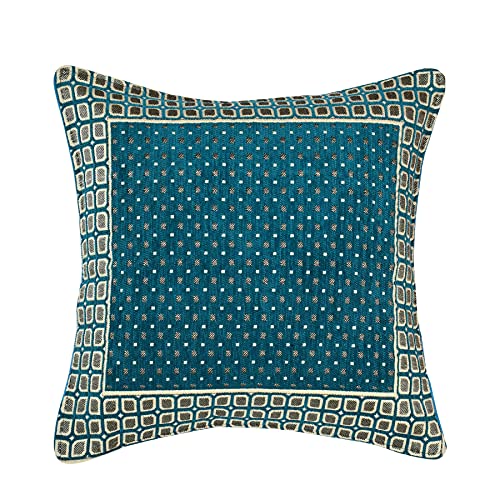 Image of Chenille Cushion Cover for Sofa & Living Room | Soft Decorative Throw Pillow Cover | 40x40 cm Pillow Case for Home, Bedroom & Office Decor (Sky)