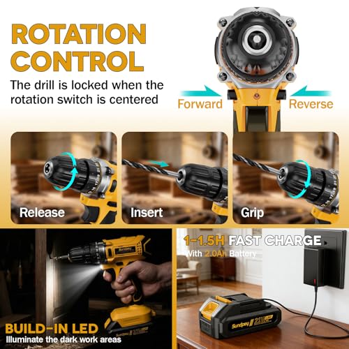 Sundpey 267-Piece Tool Kit with 21V Drill